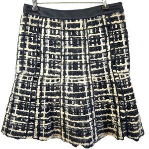 ETRO Brown/Black Plaid Pattern Fit & Flare Knee-Length Tweed Skirt Sz 44/8